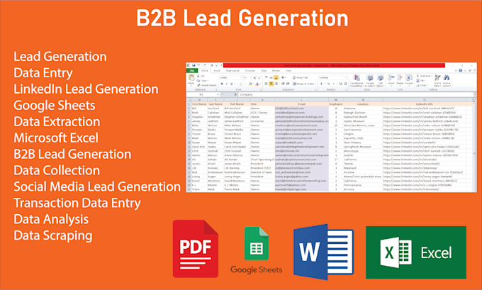 Gig Preview - Do b2b lead generation, linkedin lead generation and build a prospect email list