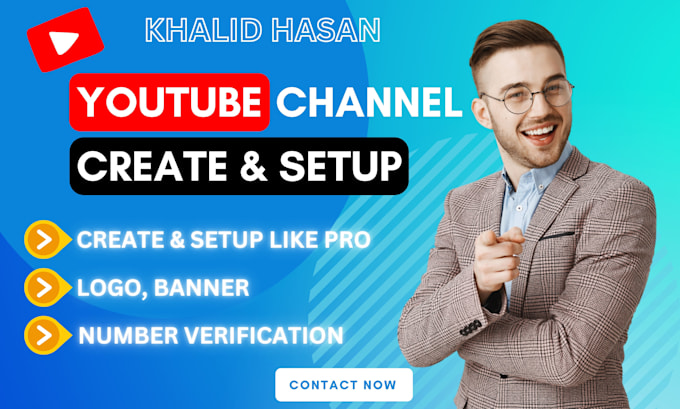 Gig Preview - Create youtube channel and setup with professional logo, banner