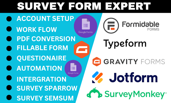 Gig Preview - Design online survey google form surveymonkey jotform typeform fillable form