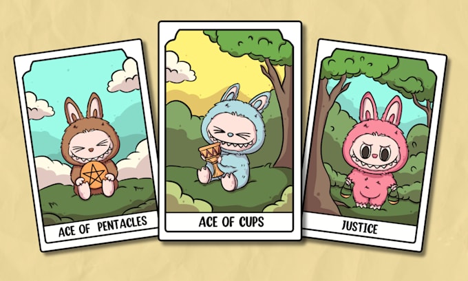 Gig Preview - Design tarot cards, oracle, zodiac, tcg, card game in cartoon style