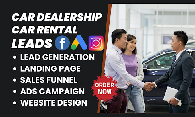 Gig Preview - Generate car dealership leads car rental landing page car dealership leads