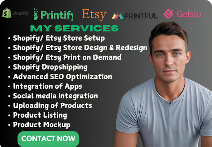 Gig Preview - Shopify print on demand store with printful printify and gelato dropshipping