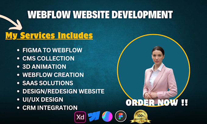 Gig Preview - Do custom webflow cms website 3d animated gsap webflow cms integration crm saas