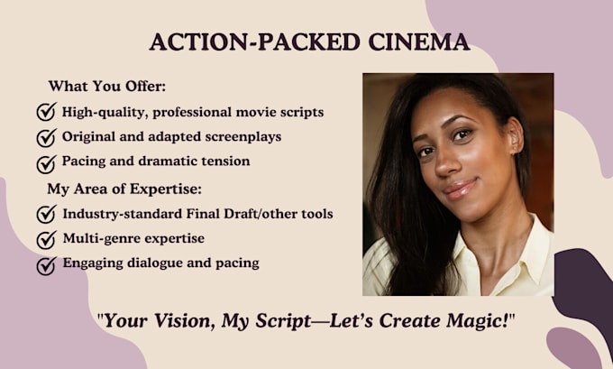 Gig Preview - Screenplay your movie script, screenwriting, film script, tv pilot, movie script