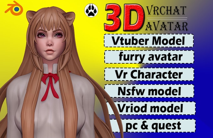 Gig Preview - 3d vrchat avatar, vr chat avatar vrc character furry avatar nsfw vroid model