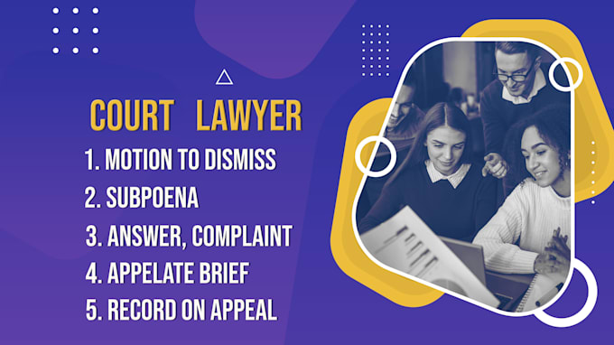 Gig Preview - Motion dismiss subpoena complaints answers   summary judgment discovery requests