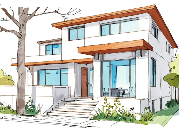 Gig Preview - Sketch interior and exterior architectural illustration