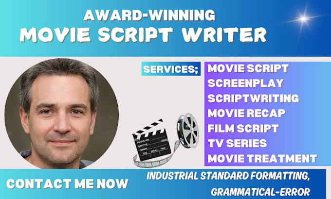 Gig Preview - Do scriptwriting, movie script, screenplay, screenwriting film script, tv series