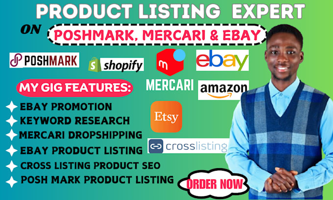 Gig Preview - Do ebay SEO product listing mercari listing draft poshmark dropshipping product