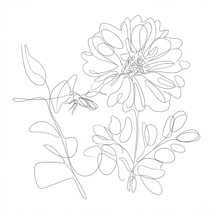 Gig Preview - Draw botanical and flower one line art illustration