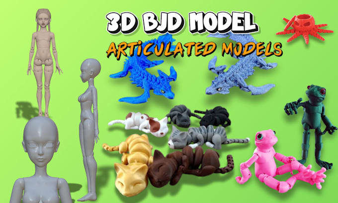 Gig Preview - Sculpt 3d bjd articulated model, 3d flexi toy design, action figure for printing