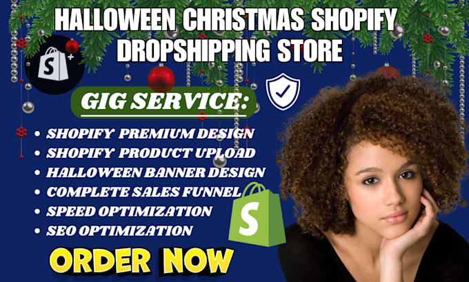 Gig Preview - Build a high converting xmas shopify website dropshipping store autods temu