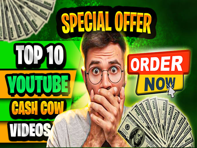 Gig Preview - Get profitable cashcow youtube channel, cash cow videos, top 10 facless videos