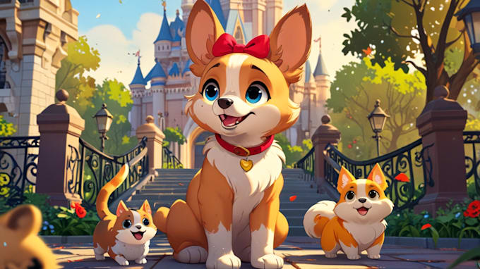 Gig Preview - Design a custom disney pet portrait illustration