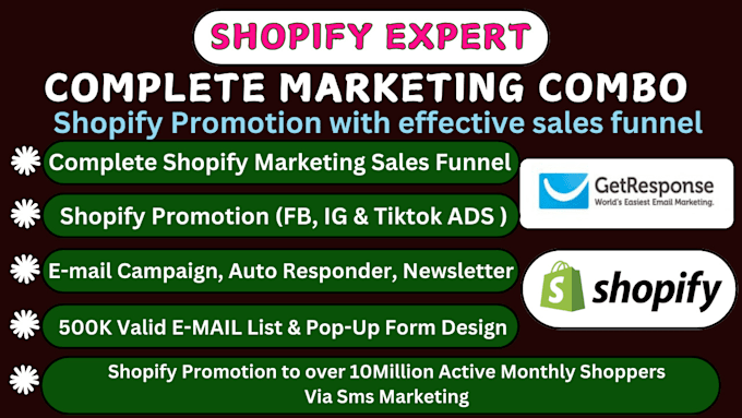 Gig Preview - Skyrocket your shopify sales, shopify marketing with sms marketing sales funnel