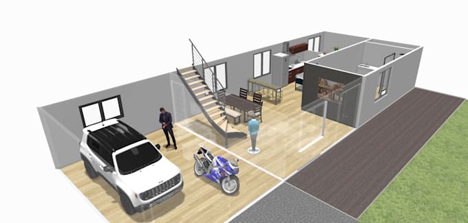 Gig Preview - Create a floor plan and interior layout based on your sketch and information