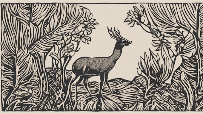 Gig Preview - Illustrate animal or botanical linocut based on your request