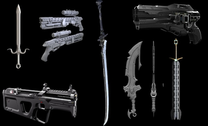 Gig Preview - Sculpt 3d weapon cosplay props mask helmets armor assets 3d objects 3d gun