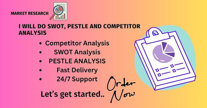 Gig Preview - Do swot, pestle and competitor analysis