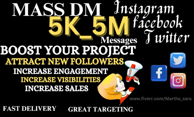 Gig Preview - Do instagram mass dm, mass dm, facebook mass dm, twitter mass dm to your targets