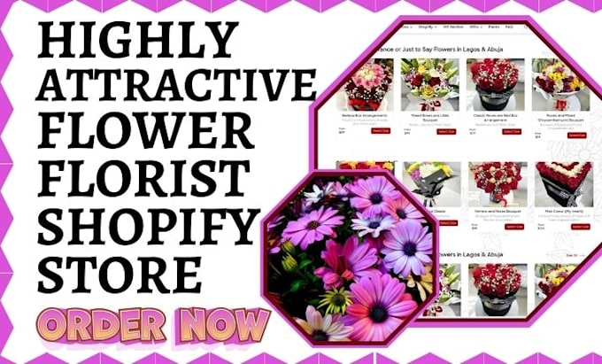 Gig Preview - Build flower shopify floral store florist flower website flower dropshipping