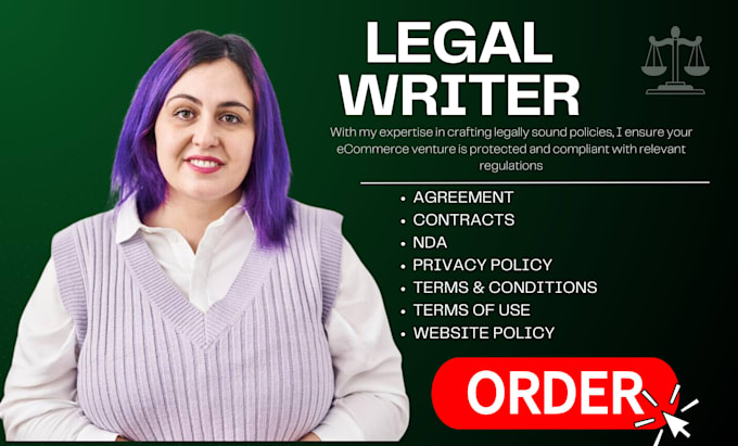 Gig Preview - Write legal contracts, agreements, nda, terms and conditions, privacy policy