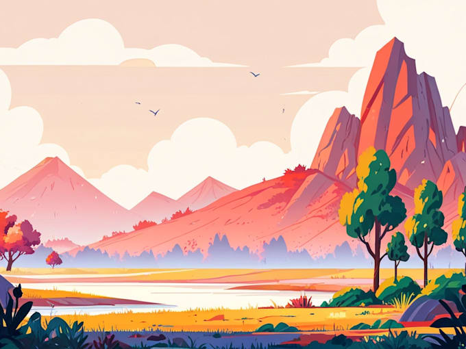 Gig Preview - Draw a flat vector landscape illustration