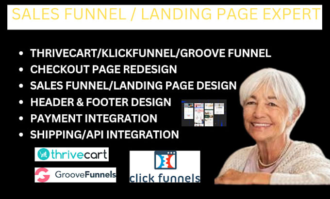 Gig Preview - Thrivecart landing page groove funnel clickfunnel salefunnel checkout setup