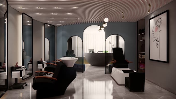 Gig Preview - Craft modern luxury spa room design cgi wellness spa skincare saloon rendering