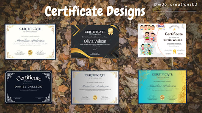 Gig Preview - Design custom certificates of awards, completion and diploma in 24 hours