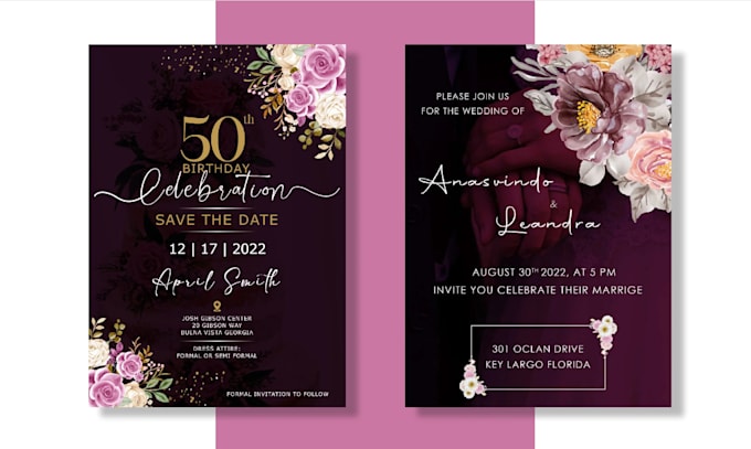 Gig Preview - Design wedding invitation card, save the date card, birthday invitation card