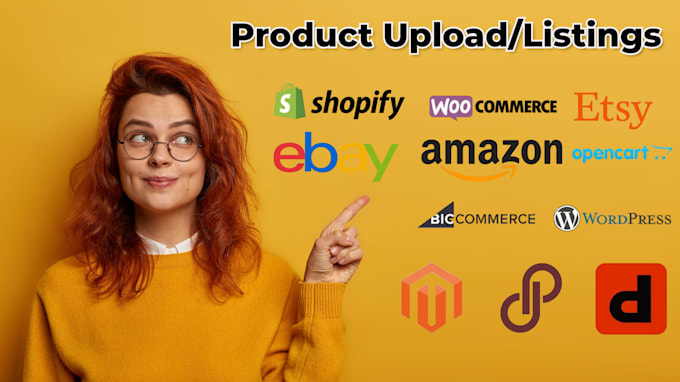 Gig Preview - Add upload products listing to shopify woocommerce etsy ebay amazon store