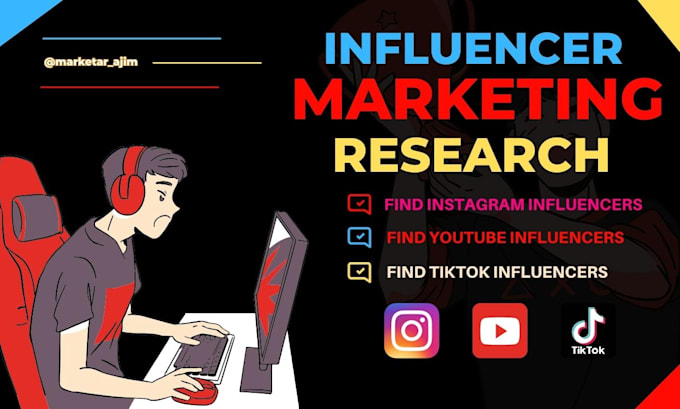 Gig Preview - Find best instagram youtube tiktok influencers list for influencer research