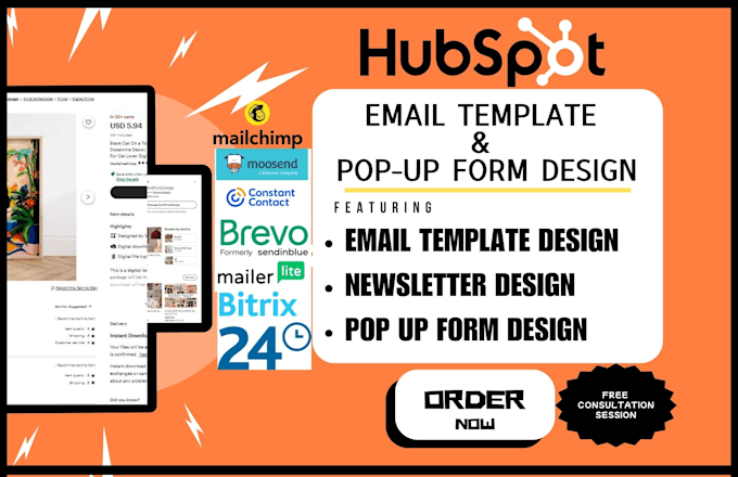 Gig Preview - Design professional hubspot email template newsletter, hubspot CRM pop up form