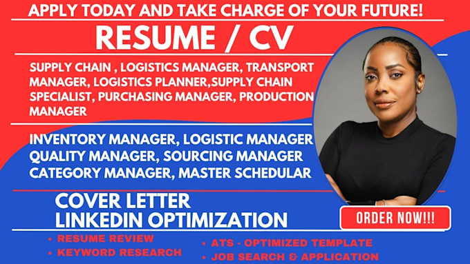 Gig Preview - Write supply chain resume, logistic transport facilities production manager cv