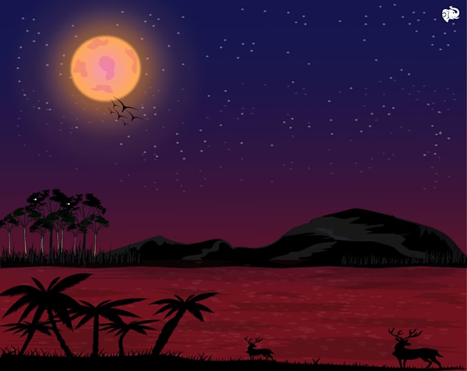 Gig Preview - Create enchanting nightscape illustrations in elegant vector style