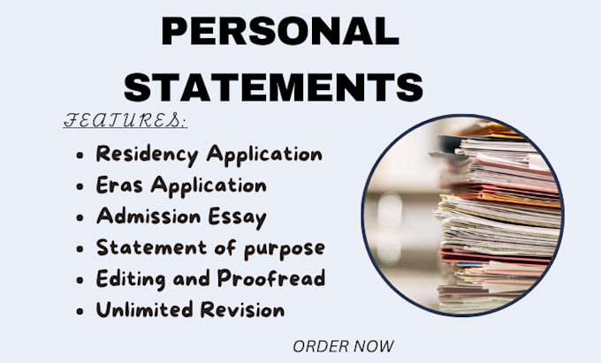 Gig Preview - Improve or edit personal statement, eras residency application, admission essay