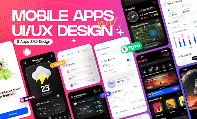 Gig Preview - Design mobile app screens, app mockup, app uiux design in figma with prototype