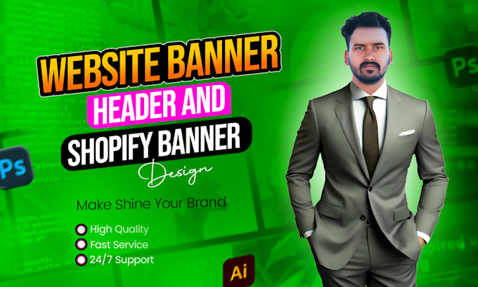 Gig Preview - Create website banner, header and shopify banner