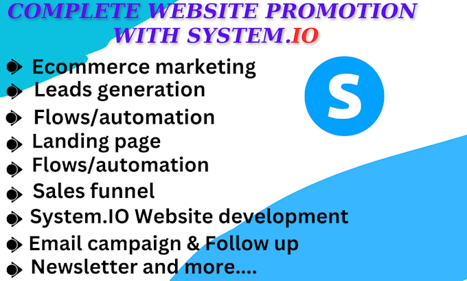 Gig Preview - Do complete system io website, marketing sales funnel, landing page, automation