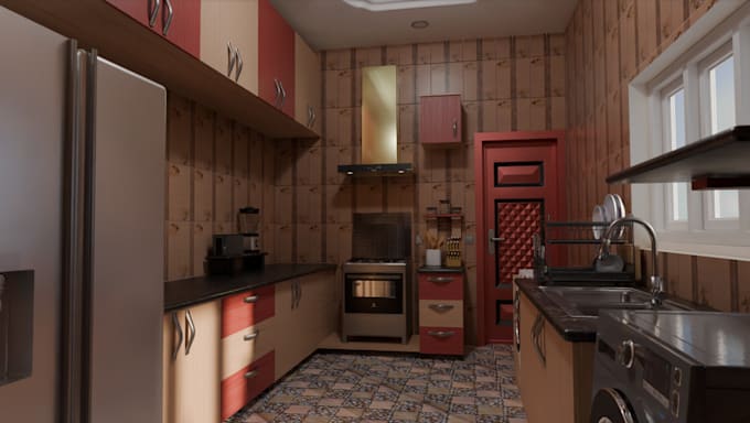 Gig Preview - 3d cgi kitchen interior design, dining, livingroom, apartment layout, 3d render