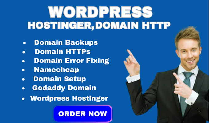 Gig Preview - Do wordpress hostinger, godaddy, namecheap, domain backups, dmarc, error fixing