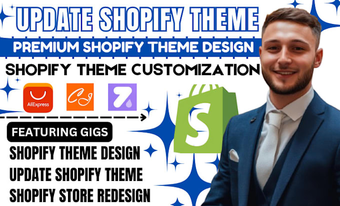 Gig Preview - Update your shopify store theme shopify dropshipping store design redesign