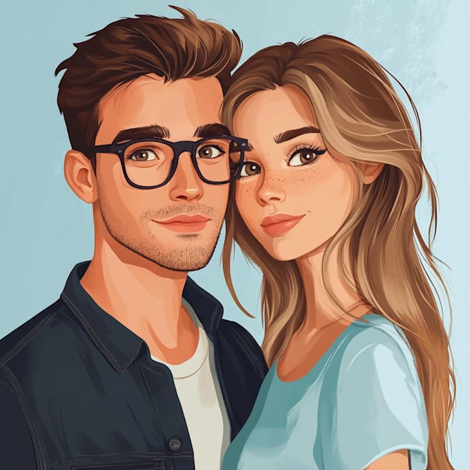 Gig Preview - Create cute portrait, couple or family portrait in my style