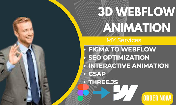 Gig Preview - Develop fully responsive 3d animated website 3d spline animation webflow design