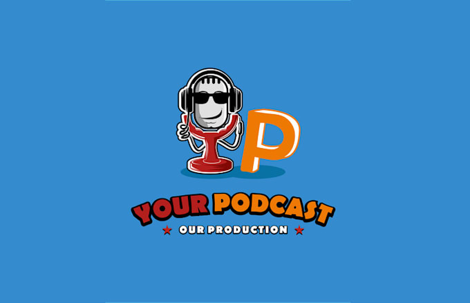 Gig Preview - Retro funky cartoon podcast studio logo design