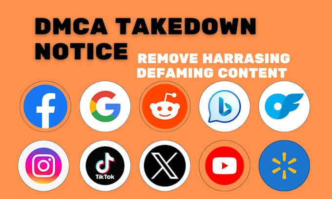 Gig Preview - Send dmca takedown notice remove content to fb ig tiktok x yt reddit google