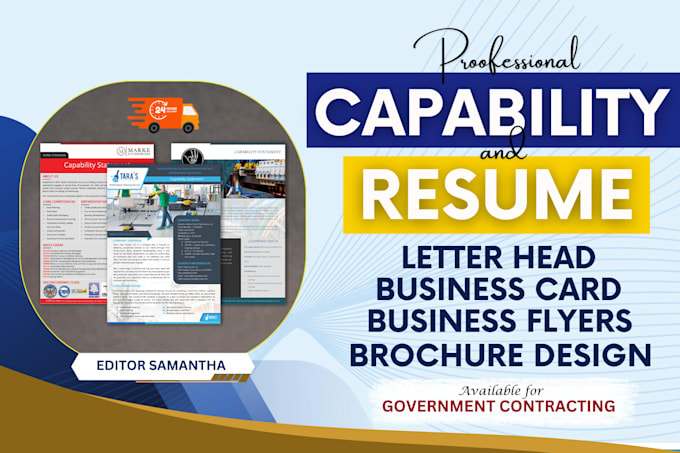 Gig Preview - Deliver government contract capability statement, resume and brochure design