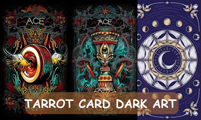 Gig Preview - Design tarot card dark art card game template trading card board game