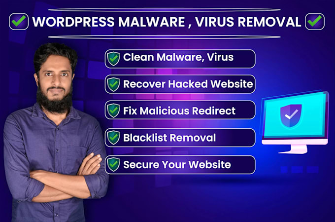 Gig Preview - Do wordpress malware removal and recover hacked website and virus removal